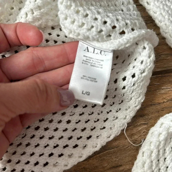 A.L.C. Sweater Womens large White Jones Open Knit cropped Turtleneck - Picture 4 of 8
